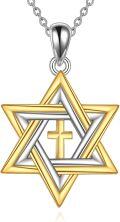 wholesale 925 Sterling Silver Star of David Cross Pendant Necklace  for Men & Women-0-0