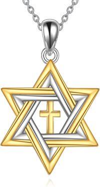wholesale 925 Sterling Silver Star of David Cross Pendant Necklace  for Men & Women-Star Of David 3