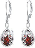 wholesale 925 Sterling Silver Orange Fire Opal Butterfly Drop Earrings-0-10