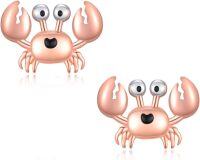 wholesale 925 Sterling Silver Rose Gold Plated Cute Crab Stud Earrings for Women Girls Minimalist Sea Life s 4g-Crab-A