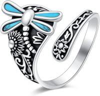 wholesale 925 Sterling Silver Cute Animals Ring Adjustable Boho Jewelry Gift-Dragonfly