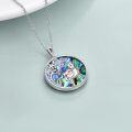 wholesale 925 Sterling Silver Abalone Shell Tree of Life Sloth and Llama Pendant Necklace-0-2