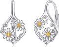 wholesale 925 Sterling Silver Daisy Flower Drop Earrings  for Women-0-0