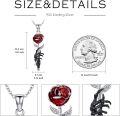 wholesale 925 Sterling Silver Red Rose Skeleton Hand Pendant Necklace Gothic Jewelry for Women Birthday Gifts-0-3