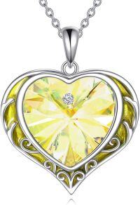 wholesale Sterling Silver Austrian Crystals Love Heart Pendant Necklace for Women-04-April