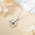 wholesale 925 Sterling Silver Birthstone Flower Necklace Compass Pendant for Women-0-2