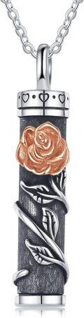 wholesale 925 Sterling Silver Floral Cremation Pendant with Rose and Daisy Design - Memorial Keepsake Jewelry for Women-0-0