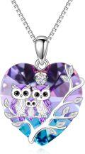 wholesale TOUPOP Owl Necklace For Women 925 Sterling Silver Crystal Owl Family Pendant Necklace Birthday Christmas Jewelry Gifts -0-0