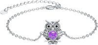 wholesale 925 Sterling Silver Purple Opal Owl Charm Bracelet for Women-02-owl