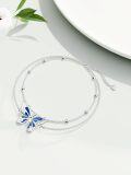 wholesale 925 Sterling Silver Butterfly Charm Link Bracelet Adjustable Nature Style Anklet for Women Anniversary Jewelry Birthday Gifts-0-1