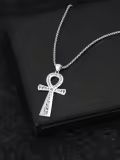 TOUPOP 925 Sterling Silver Ankh Cross Pendant Egyptian Protection Jewelry Gift-0-3