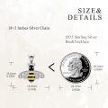 wholesale 925 Sterling Silver Black and Yellow CZ Honeybee Pendant Necklace for Women-0-4