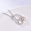 wholesale 925 Sterling Silver CZ Pig in Heart Pendant Necklaces for Women Birthdays Gift-0-2