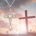 wholesale 925 Sterling Silver White Gold Plated Celtic Cross Heart Citrine Pendant Necklace-0-5