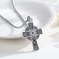 wholesale 925 Sterling Silver Celtic Knotwork Cross Pendant Necklace  Norse Viking Jewelry for Men Women-0-1