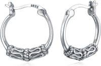 wholesale 925 Sterling Silver Bali Style Oxidized Small Hoop Earrings for Women-Boho Bali Hoop Earrings-07