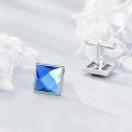 wholesale 925 Sterling Silver Blue Crystal Square Celtic Cross Cufflinks-0-3