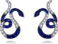 wholesale 925 Sterling Silver Blue Sapphire & Cubic Zirconia Sloth Stud Earrings - Cute Animal  for Women Girls-0-0