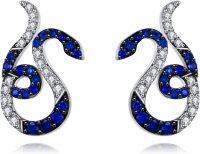 wholesale 925 Sterling Silver Blue Sapphire & Cubic Zirconia Sloth Stud Earrings - Cute Animal  for Women Girls-Snake