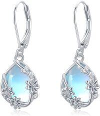 wholesale 925 Sterling Silver Moonstone Daisy Flower Earrings, Romantic Gift for Women-Daisy Moonstone