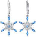 wholesale 925 Sterling Silver Snowflake Blue Crystal Dangle Earrings for Women Holiday s-0-0