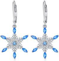 wholesale 925 Sterling Silver Snowflake Blue Crystal Dangle Earrings for Women Holiday s-Snowflake-1