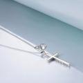 wholesale 925 Sterling Silver Cross Pendant With Blue Opal And Philippians Inscription-0-36