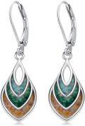 wholesale 925 Sterling Silver Multi-Color Stone Drop Earrings with Leverback Hooks-0-0