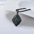 wholesale 925 Sterling Silver Black Cubic Zirconia Cut Turquoise and Malachite Cross Pendant Necklace -0-1