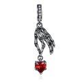 wholesale 925 Sterling Silver Gothic Skeleton Hand Heart Charm for Women-0-0