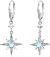 wholesale 925 Sterling Silver Star Moonstone Drop Dangle Leverback Earrings-Star Moonstone Leverback Earrings#2