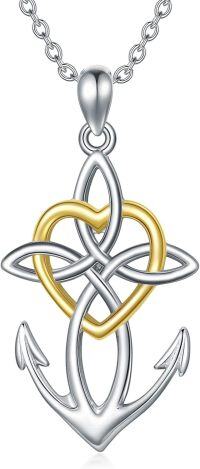 wholesale 925 Sterling Silver Anchor Heart Pendant Necklace with Celtic Knot and Cross Design-c.Anchor