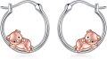 wholesale 925 Sterling Silver Piggy Charm Hoop Earrings Gift for Girls and Women-0-0