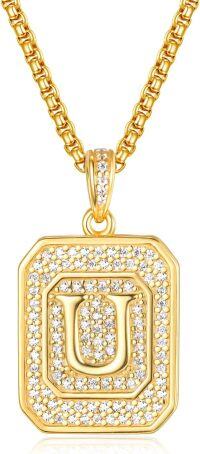 wholesale Gold Filled Sterling Silver Letter Jewelry Necklace for Women Gift for Mom Wife Birthday Anniversary Christmas-Letter U