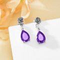 wholesale 925 Sterling Silver Vintage Rose Dangle Earrings with Birthstone Gifts for Women-0-2