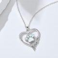 wholesale 925 Sterling Silver Heart Opal Paw Print Forever Love Charm Pendant Necklace-0-1