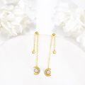 wholesale 14K Gold Moon & Star Opal Threader Drop Earrings with Long Chains for Women-0-4