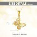 wholesale 14K Solid Gold (AU585) & 5A Cubic Zirconia Butterfly Pendant Necklace - 17mm Freedom Symbol Jewelry Gift for Women-0-3