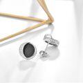 wholesale 925 Sterling Silver Black Onyx and Cubic Zirconia Stud Earrings - Hypoallergenic Round Design for Men & Women-0-1