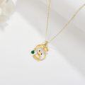 wholesale 14K Gold Frog Pendant Necklace with Green Crystal Charm - Summer for Her-0-2