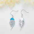 wholesale 925 Sterling Silver Turquoise Jellyfish Dangle Earrings with Blue Crystal Accents-0-3