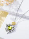 wholesale S925 Sterling Silver Gold Plated Peridot Sunflower Heart Pendant Necklace - You Are My Sunshine, August Birthstone Gift for Women-0-4