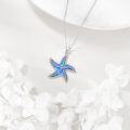wholesale 925 Sterling Silver Starfish Blue Opal Pendant Necklace Beach s for Women-0-4