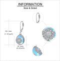 wholesale 925 Sterling Silver Teardrop Blue Opal Sunflower Leverback Dangle Earrings-0-2