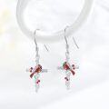 wholesale 925 Sterling Silver Red Cardinal Cross Dangle Earrings - Hypoallergenic Memory Keepsake Jewelry for Women-0-1