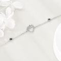 wholesale 925 Sterling Silver & AAA Cubic Zirconia Cat Charm Bracelet with Heart & Paw Design for Women Cat Lovers-0-3