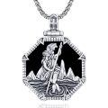 wholesale 925 Sterling Silver St Christopher Pendant With Detailed Engraving On Water Background-0-0