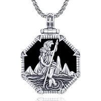 wholesale 925 Sterling Silver St Christopher Pendant With Detailed Engraving On Water Background-B-01 St Christopher