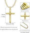 wholesale 925 Sterling Silver Plated  Gold  Mens Cross Pendant Chain Necklace  for Him-0-2