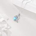 wholesale 925 Sterling Silver Heart-Shaped Moonstone Cat Pendant Necklace for Women-0-3